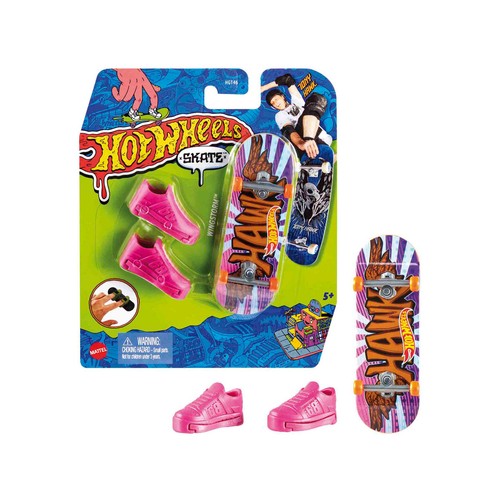 HOT WHEELS Monopatín de juguete Tabla de skate con zapatillas para dedos, modelos surtidos, +5 años (MATTEL HGT46)