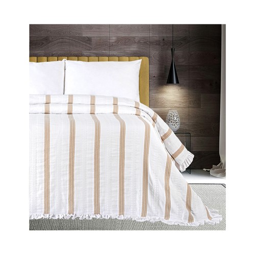 Colcha jacquard c/volante 135cm-150cm  240x260 blanco. LUMATEX.