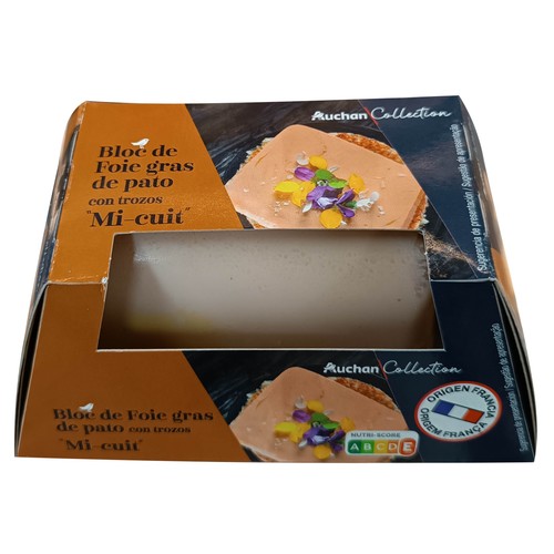PRODUCTO ALCAMPO Collection Bloc de foie gras de pato con trozos 200 g.