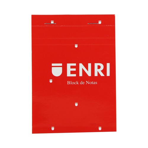 Bloc de notas grapado, con 80 hojas de 60 g, cuadrícula de 4x4 mm y tapa blanda de color rojo ENRI.