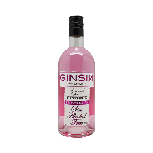 GINSIN Ginebra sin alcohol con sabor a fresa botella 70 cl.