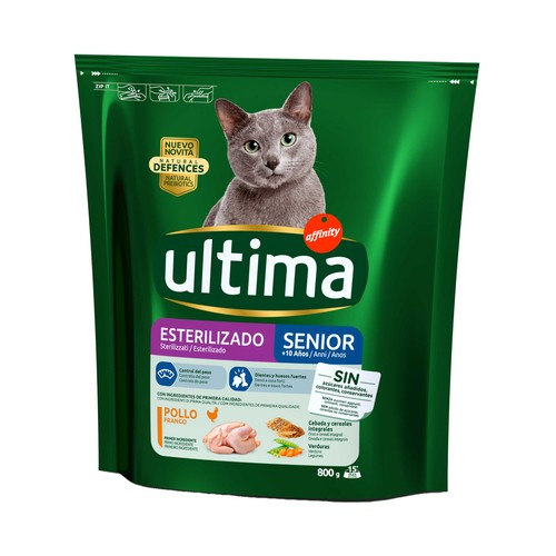 ULTIMA Pienso para gatos esterilizados senior a base de pollo bolsa 800 g.