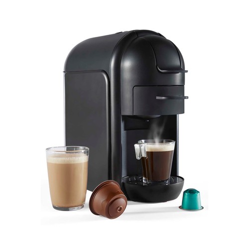 Cafetera compatible con cápsulas Dolce Gusto y Nespresso QILIVE Q.5260 negro, presión 20bar, depósito 600ml.