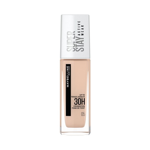 MAYBELLINE Super stay active wear Tono 05 Light Beige Base de maquillaje con acabado mate de larga duración.