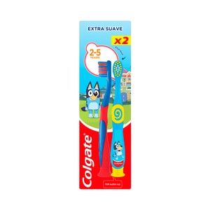 Imagen de COLGATE Kids bluey Cepillo de dientes infantil para niños de 2 a 5 años con filamentos extra suaves 2 uds.