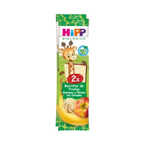 HIPP Biológico Barrita de fruta (manzana y plátano) con cereales ecológicos 2 uds.