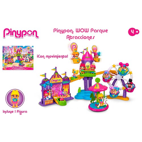 Escenario de juego WOW Parque Atracciones con movimiento, incluye 1 figura PINYPON.