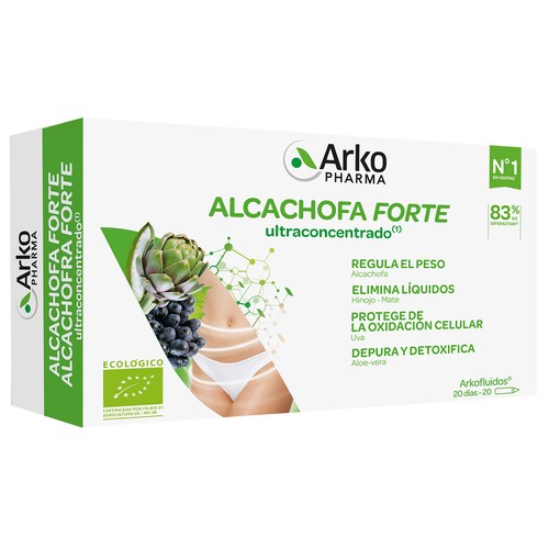 Complemento alimenticio a base de extractos vegetales, en prácticas ampollas ARKOPHARMA Arkofluido 20 uds.