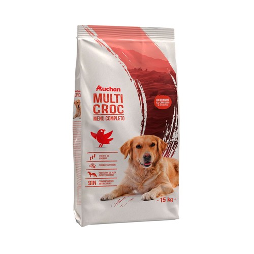 PRODUCTO ALCAMPO Pienso para perros a base de croquetas de carne y cereales Multicroc 15 kg.