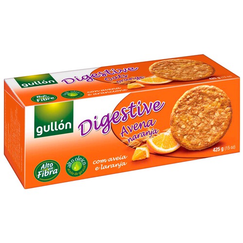GULLÓN Galletas integrales con avena y naranja 425 g.