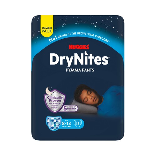 DRYNITES Pyjama pants tenn Pañales de noche (calzoncillos absorbentes) para niños 30 a 48 (8 a 13 años) kilogramos 13 uds.
