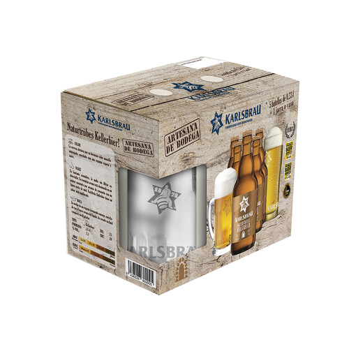 Estuche de cervezas KARLSBRAU 5 uds. x 33 cl + Jarra o vaso