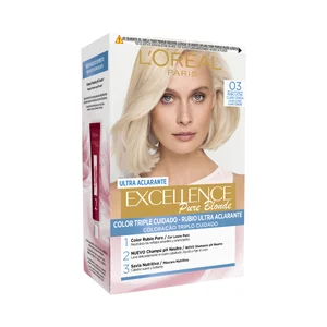 L´ORÉAL PARIS Ultra aclarante tono 03 Rubio ultra claro ceniza L"ORÉAL Excellence pure blonde.