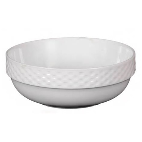 Ensaladera cerámica color blanco con filo diseño trenzado, 24 centímetros de diámetro EFG.