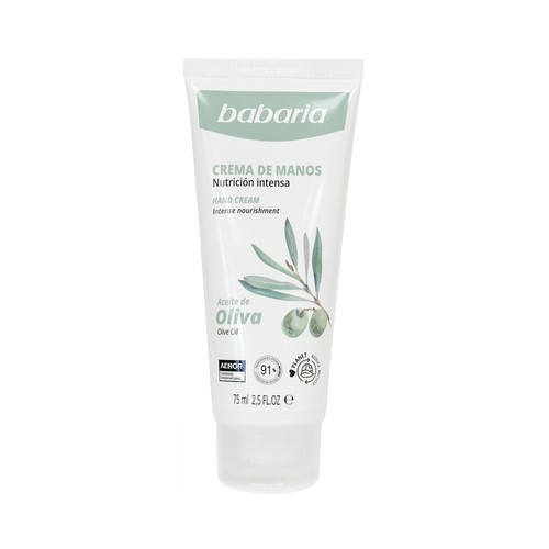BABARIA Crema de manos hidratante y nutritiva, con aceite de oliva 75 ml.