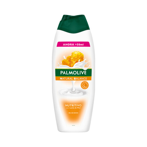 PALMOLIVE Natural balance Gel de baño o ducha con textura crema, enriquecido con leche y extracto de miel 600 ml.