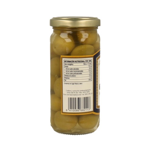YBARRA Aceitunas verdes manzanilla enteras con hueso frasco de 120 g.