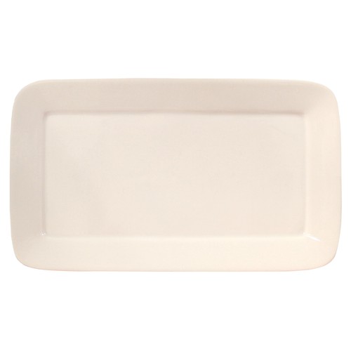 Fuente rectangular de porcelana color blanco, 25,9 centímetros de largo QUID.