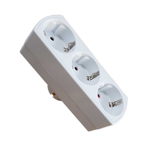 Adaptador triple schuko 16a salida frontal 230v, EUROBRIC.