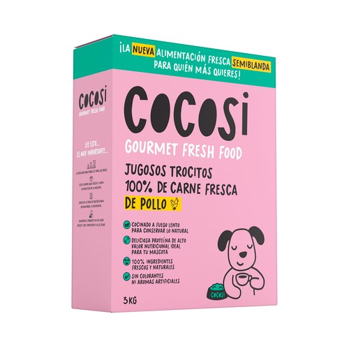 COCOSI Alimento semihúmedo para perro. Jugosos trocitos de carne de pollo 100% fresca - 3kg.