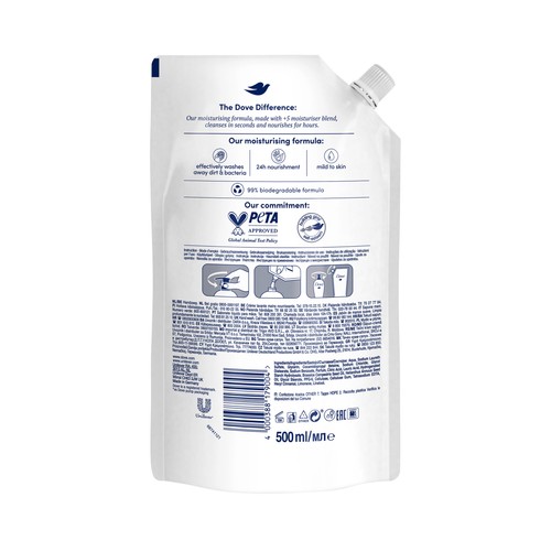 DOVE Racambio de jabón de manos líquido DOVE 500 ml.