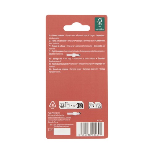 COSMIA Tijeras para cutículas con punta curva.
