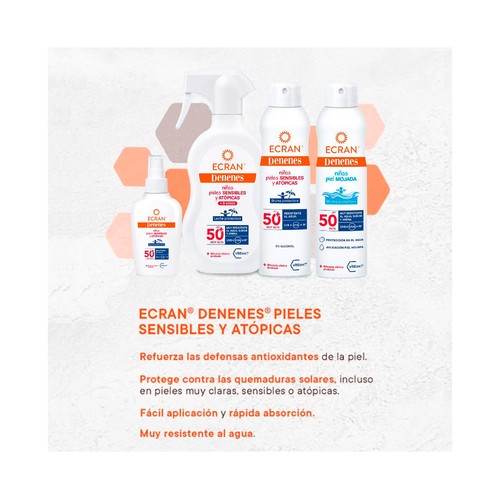 DENENES Protector solar en spray, especial para niños con FPS 50+ (muy alto) 300 ml.