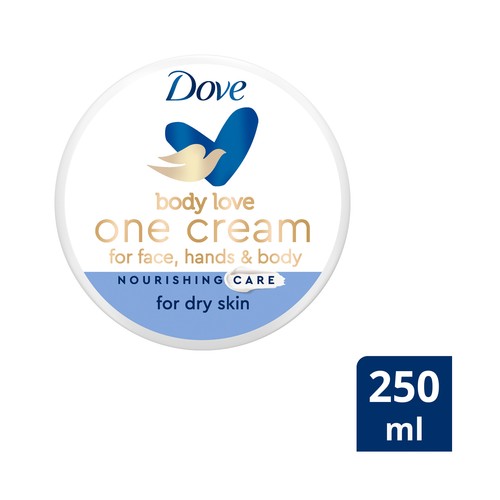 DOVE Nourishing care Crema de manos, cara y cuerpo para piel seca 250 ml.