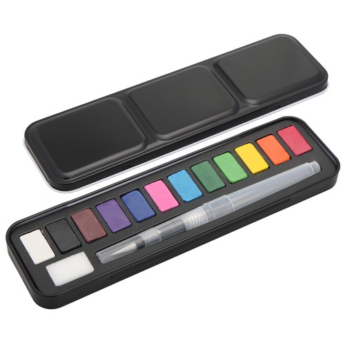 Estuche de acuarelas 12 colores con pincel rellenable. ALCAMPO