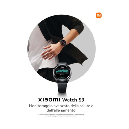Xiaomi Watch S3 negro, Reloj inteligente, pantalla Amoled 1,43”, frecuencia cardíaca, registro del sueño.