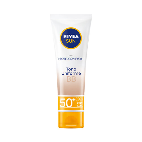 NIVEA Sun BB Protector solar facial con acción antiedad y factor de protección 50+ (muy alto) tono uniforme 50 ml.