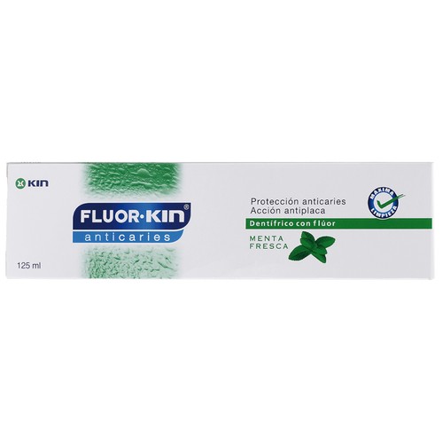KIN Dentífrico con flúor y sabor a menta fresca, que previene la aparición de caries y protege frente a la erosión dental KIN 125 ml.