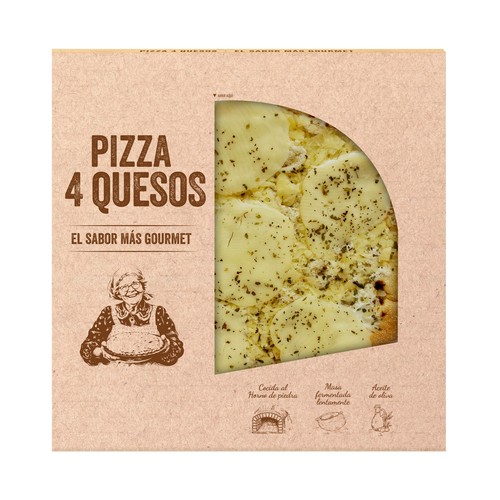 PALACIOS Pizza a los 4 quesos, cocida en horno de piedra 400 g.