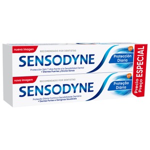 SENSODYNE Protección diaria Pasta de dientes con flúor, para personas con sensibilidad dental 2 x 75 ml.