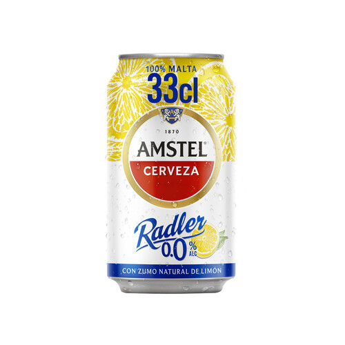 Cerveza 0.0% alcohol con zumo natural de limón AMSTEL RADLER 33 cl.