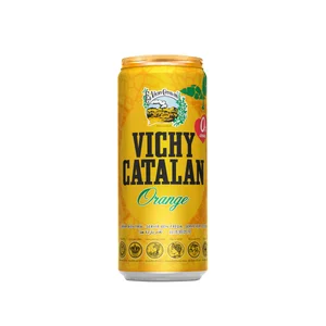 VICHY CATALAN Agua mineral con gas sabor naranja lata de 33 cl.