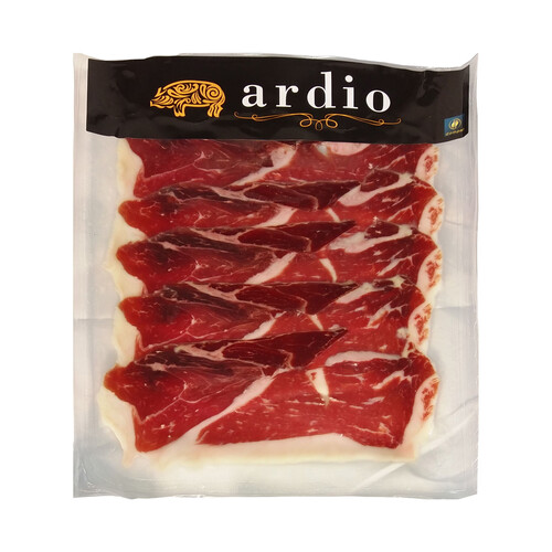 ARDIO Jamón de cebo ibérico (50% raza ibérica), cortado en finas lonchas ARDIO 100 g.