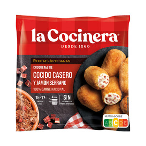 Imagen de LA COCINERA Recetas artesanas Croquetas artesanas de cocido casero con jamón serrano 500 g.