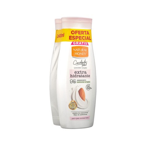 NATURAL HONEY Cuidado total Loción corporal extra hidratante para pieles normales a secas 2 x 400 ml.