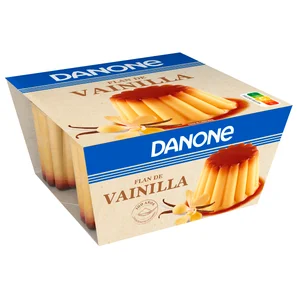 DANONE Flan sabor a vainilla elaborado sin gluten DANONE 4 x 100 g.
