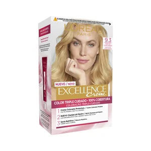 L´ORÉAL PARIS Tinte de pelo permanente tono 9.3 Rubio muy claro dorado L´ORÉAL PARIS Excellence creme.
