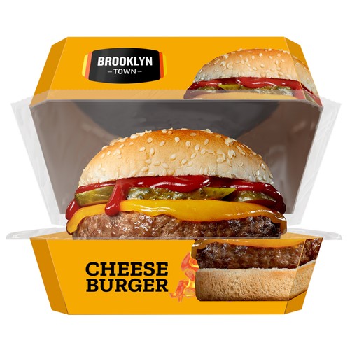 BROOKLYN TOWN Hamburguesa (100% carne de vacuno) con queso, lista para calentar y comer BROOKLYN TOWN 220 g.