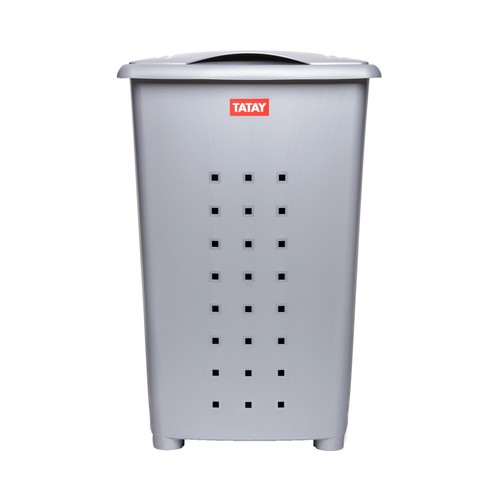 Cesto con tapa color gris para ropa, 60 litros, Millenium TATAY