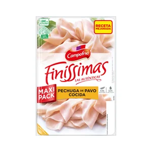 CAMPOFRÍO Finissimas Pechuga de pavo cocida cortada en finas lonchas 165 g.