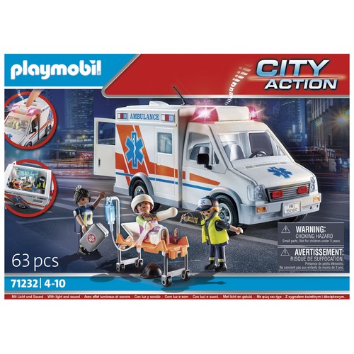 PLAYMOBIL City Action 71232, Ambulancia, 63 pcs +4 Años