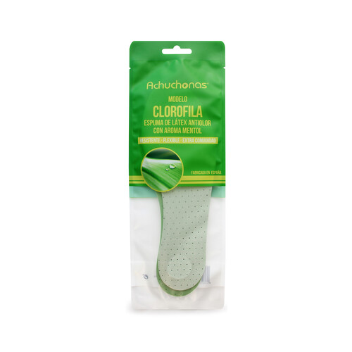 Plantillas antiolor clorofila ACHUCHONAS, aroma mentol, extra comodidad, talla 43/44.