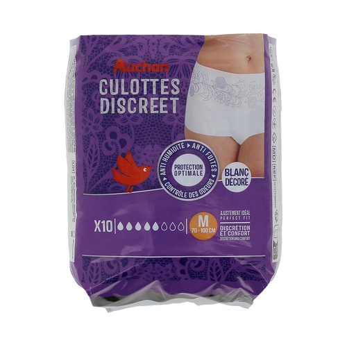 PRODUCTO ALCAMPO Bragas de incontencia nocturna blancas, ultra absorbentes talla M (70 - 100 cm) 10 uds.