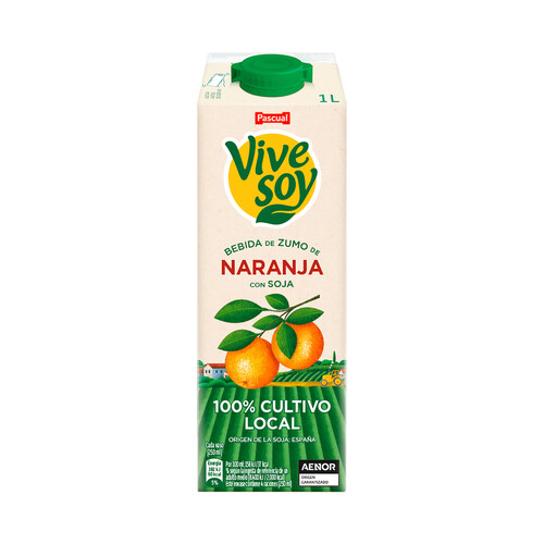 VIVESOY Bebida de zumo naranja con soja de cultivo 100% local VIVESOY de Pascual 1 l.