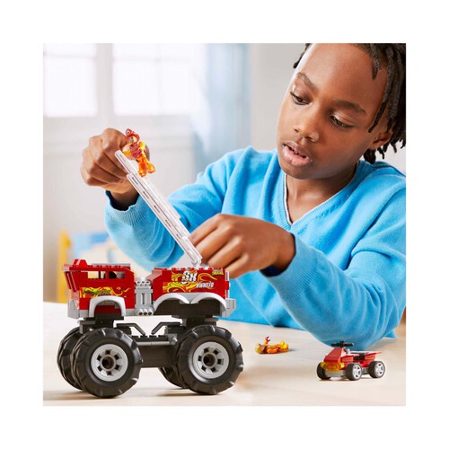 Camión de bomberos 5 Alarm Coche de bloques de construcción con 2 figuras, 279 piezas HOT WHEELS MEGA Construx MATTEL HHD19.
