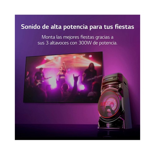 Altavoz LG XBOOM RNC5 300W, efectos DJ, iluminación LED, entrada micrófono o guitarra.